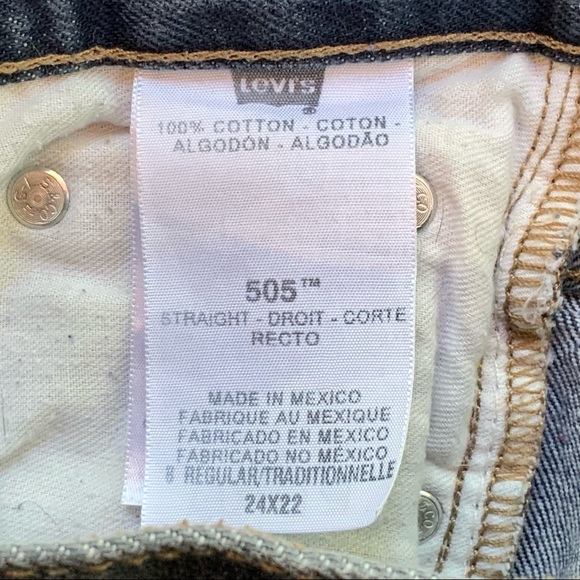 LEVI’S 505 Dark Blue Jeans Youth 8 Regular 24x22 Red Tab Denim Cotton Pants - Picture 3 of 6